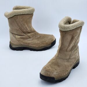Sorel Water Fall Insulated Waterproof Suede Winter Boots Beige Women's Size 9